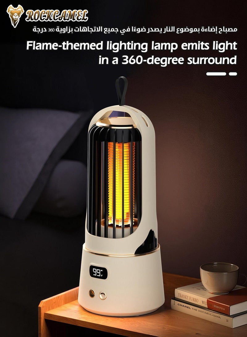 ROCKCAMEL Portable Mosquito Killer Lamp, USB Rechargeable Electric Bug Zapper with Digital Display & 3-Timer, Build-in 2400mAh Battery, 2-in-1 Mosquito Killer Lamp & Flame Effect Mood Light, Hanging/Desktop, Beige - Image 5